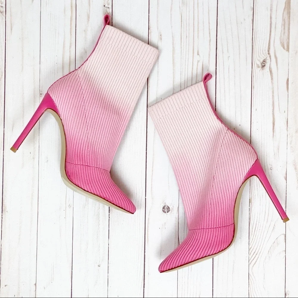 Steve Madden Dianne Pink Ombré Knit‎ Stiletto Boot Size 8 Women